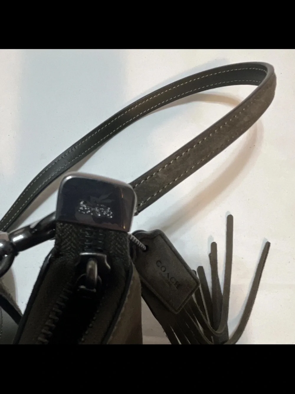 Coach Olive Suede Crossbody Bag with Tassel